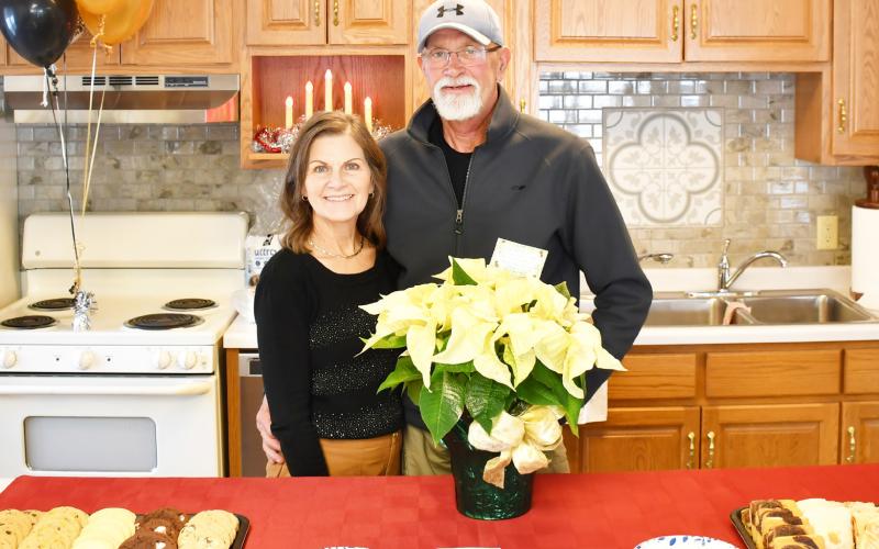 Pleasant View Apartments hosted a celebration event in recognition of their 50 years in operation Dec. 13. Offered at the event were cider, coffee and baked goods. Here, from left Julie Berger and Arnie Berger stand with the desserts given out to attendees at the complex’s community center. Reporter &amp;amp; Farmer | Brenner Cariveau