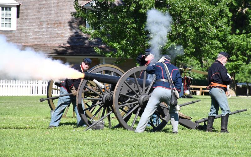 Fort Sisseton Historical Festival was June 5-7 and people from all over America came to honor the rich history of the United States. From left, Marcus Lagerstorm, Jeff Gunn, Jean Nelson and Marcus Hopfinger start off the day with practice cannon fire. The cavalry has been around since the start of the festival and is just one of the many traditions and activites put on during the festival. See more photos on 5. Reporter &amp;amp; Farmer | Connor Handrahan