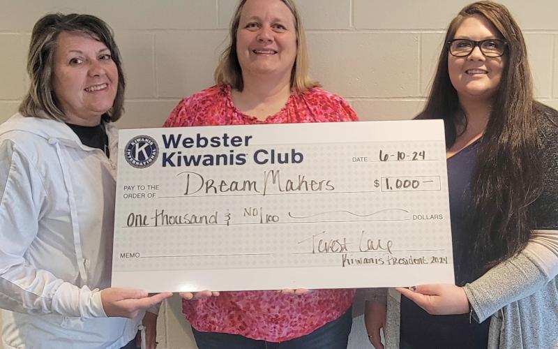 Reporter &amp;amp; Farmer | Subscriber snapshot Kiwanis donated $1,000 to Webster Area School for children with physical, hearing, speech, vision, gross motor and neurological impairments to attend Camp DreamMakers in Aberdeen in July. Pictured from left, are Rose Vogl, Pam Bauer and Teresa Lone.