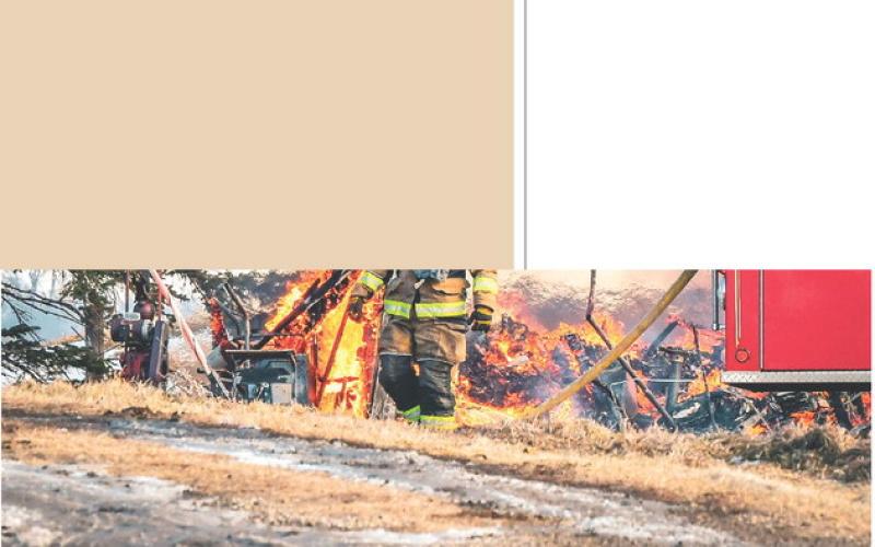 Webster Fire Department including fireman Allen Jaspers responded as mutual aid with Bristol Fire Department to a barn fire at 14308 423rd Ave. a few miles south of Bristol Jan. 15. Additional details will be available in next week’s issue. Reporter &amp;amp; Farmer | Leyton Beardslee