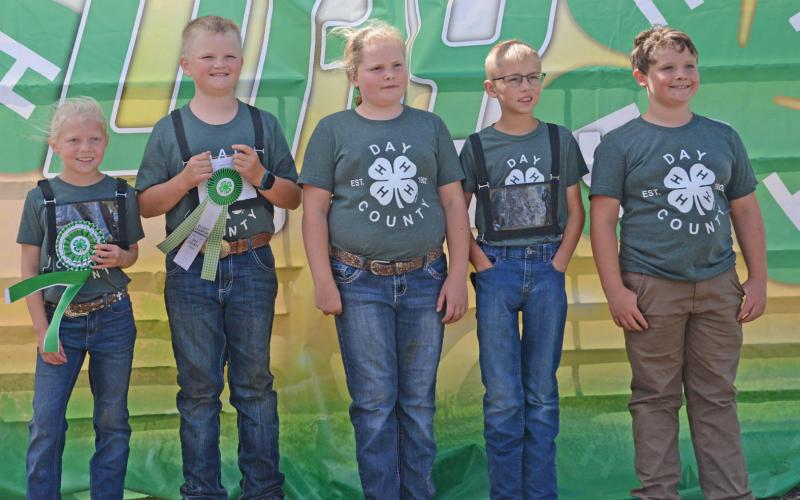 Beginner swine showmanship grand champion Aug. 9 at the Day County Fair was Hayden Letcher, while reserve champion was Hayes Zubke, followed by Clara Miller who placed third, Kaden Gaikowski who placed fourth and Abel Bloom who placed fifth. Reporter &amp;amp; Farmer | Annie Witt