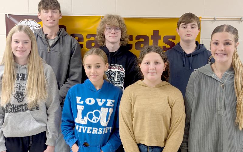 Webster Area Middle and High School November students of the month, by grade, are from left, front, 10th Alyssa Zacher, seventh Holly Lone, sixth Logan Zakrzewski, ninth Kala Kwasniewski; back, 11th Gage Wik, 12th Mason Aadland and eighth Max Johnson. Reporter &amp;amp; Farmer | Subscriber snapshot