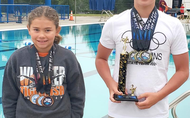 Keisha Rencountre, left, placed 13th in the girls 9-10 category and McKoy Pereboom placed second overall at the state long course swim meet July 19-21. Reporter &amp;amp; Farmer | Subscriber snapshot