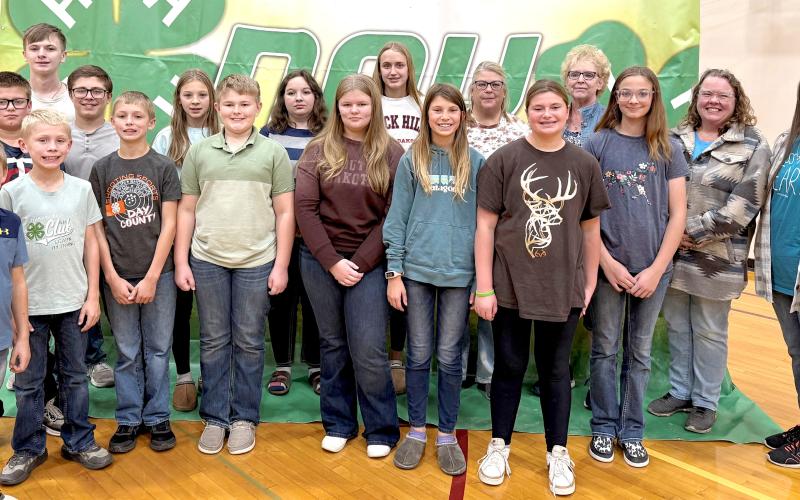 Herdsmanship award recipient was Dakota Kids 4-H Club. Members and leaders pictured from left, front, are Harlan Holscher, Braxton Gaikowski, Kaden Gaikowski, Jayce Johnson, Hope Johnson, Kalie Zirbel, Aliyah Zirbel, Raelee Ellingson; back, Collin Zirbel, Grady Rumpza, Parker Zirbel, Palmer Holscher, Callie Weyh, Elise Aker, Traci Ellingson, Missy Bartelt, Cindy Weyh and Carrie Rumpza. Reporter &amp;amp; Farmer | Subscriber snapshot