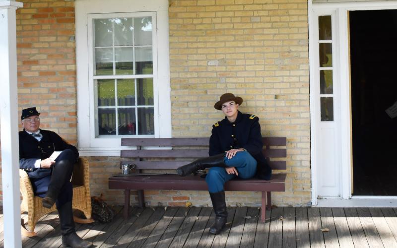 During Fort Sisseton Harvest Festival Sept. 21 which took place at historical Fort Sisseton, Civil War era reenactors were present all throughout the grounds. Picutred on the left is Bill Hoskins with Daniel Hoskins who are acting as Union officers outside of the Officer’s Quarters building which was constructed in 1867. Attendees of the festival could talk to the reenactors and walk though the various buildings throughout the day. Reporter &amp;amp; Farmer | Brenner Cariveau