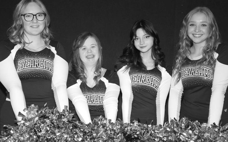 Webster Area Bearcat Cheerleaders are in from left, Rylee Mortenson, Jaelyn Rithmiller, Aubrella Cyrus and Brylie Reeves.