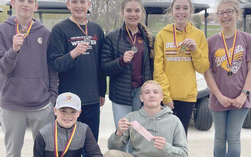 Webster Area Middle School students placing in the first junior high golf meet of the season are from left, front, Karstan Schlechter, Gavon Larson; back, Silas Simonson, Quinn Simonson, Ava Bjerke, Macee McGregor and Remi Hubsch. Reporter &amp;amp; Farmer | Subscriber snapshot