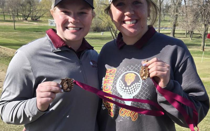 Mia Coester and Bailee Ninke show off their hardware after placing April 22 at Webster. Reporter &amp;amp; Farmer | subscriber snapshot