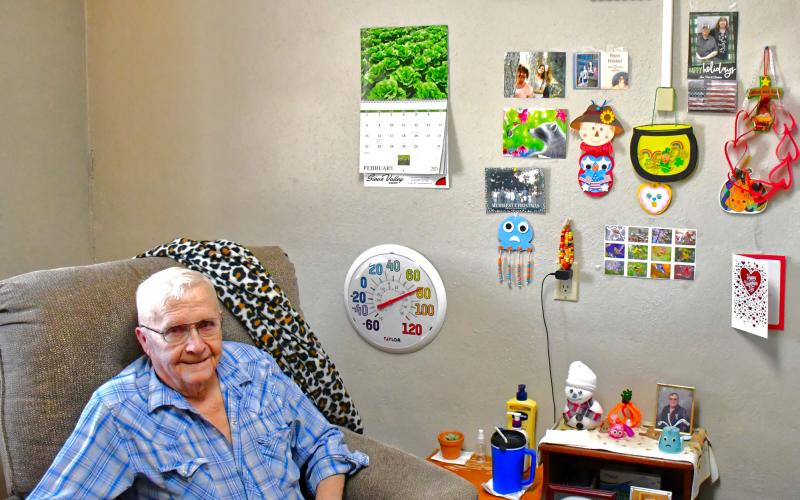 90-year-old Sonny Larson is a Day County resident currently living at Strand-Kjorsvig Living Center. Larson has a wall full of his arts and crafts and pictures of his family. He said he and his daughter call at least once a week to check in on each other. “As long as I can hear her voice” said Larson. Reporter &amp;amp; Farmer | Connor Handrahan
