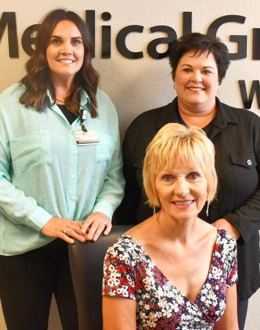 Members of Waubay Medical Group are Brenda Holscher, seated, Stepahanie Dargatz, back left and Amy Gaikowski serve as the current Avera Medical Group Waubay team with Dargatz taking over the helm for Holscher, who is retiring this month after 24 years of service to the community. Reporter &amp; Farmer | Luke Caputo