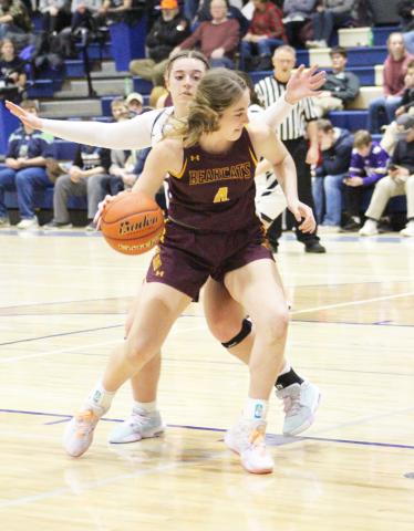 Webster Area girls basketball played Great Plains Lutheran Panthers Feb. 4. Here, Mallory Steiner (4) attempts to make a move to the basket during the 48-34 Webster Area victory. Reporter &amp; Farmer | Subscriber Snapshot