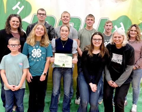 Country Kids 4-H Club was named outstanding 4-H club of the year. Members and leaders are, from left, front, Zane Hubsch, Remi Hubsch, Macee McGregor, Lynnea Hubsch, Marcie Beisch; back, Jessica McGregor, Blaise McGregor, Isaac Nelson, Aiden Gaikowski, Gabriel Gaikowski and Kristi Gaikowski. Reporter &amp; Farmer | Subscriber snapshot
