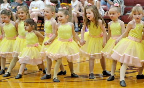 Dancers from The Fit Zone performed during halftime of the Webster Area Bearcats boys basketball game at the Webster Armory Feb. 10. Under the tutelage of Jen Keller, dancers pictured here are, from left, Alena Carlson, Atlee Wik, Eva Pool, Cayston Hanson, Huntley Aadland, Iyla Warner, Ava Eidahl and Ember Hesla. Reporter &amp; Farmer | Subscriber snapshot