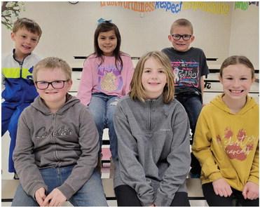 Webster Area Elementary School students of the month for March, by grade, from front, fourth Hayes Zubke, third Isabella Treece, fifth Embry Duenwald; back, kindergarten Lawson Vander Linden, first Eliza Bloom and second Zane Hubsch. Reporter &amp; Farmer | Subscriber snapshot
