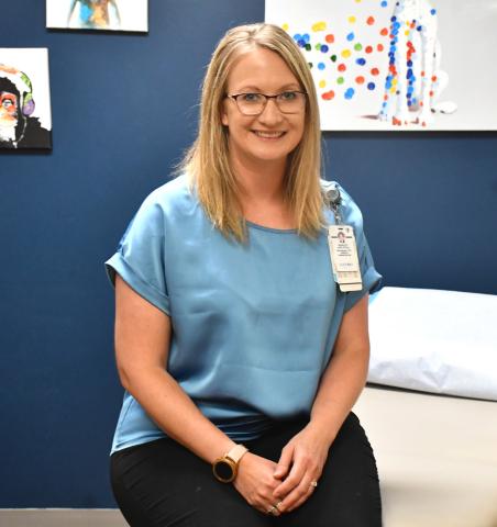 Ashley Ewing, newly appointed CEO of Webster’s Sanford Health location, sits in an exam room at the hospital July 9. Ewing served as director of nursing for 11 years before taking the role of CEO. Reporter &amp; Farmer | Leyton Beardslee