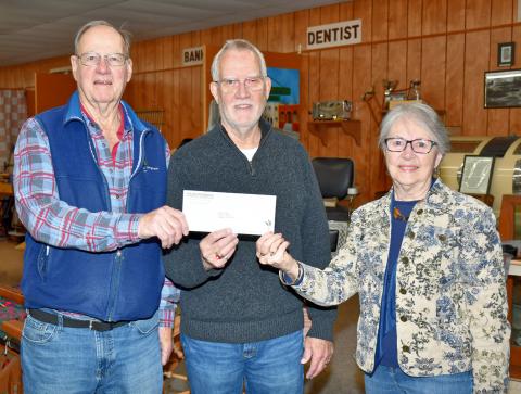 Holding up a check for $60,000 donated to the Museum of Wildlife, Science &amp; Industry in Webster by Harry and Denise Knapp, are from left H. Knapp, museum board president Monte Rougemont, and D. Knapp. Donations now total $140,000 which the museum has received to construct a new building to house the contents being relocated from the Day County Courthouse Museum. Reporter &amp; Farmer | Leyton Beardslee