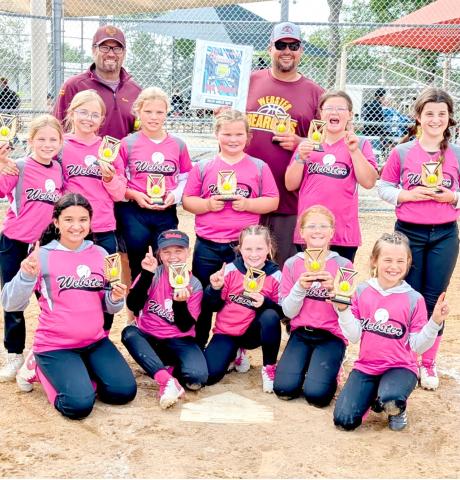 Webster U10 girls placed first in their division of the JO Classic Tournament in Watertown June 14. From left, front, are Amara Pool, Aaliyah Lone, Brynlee Eidahl, Millie Kvernevig, Ada Kuecker; middle, Gabby Duenwald, Skylar Ascher, Morgan Weitbrecht, Emerie Schlechter, Gracelyn Chevalier, Emelia Stoebner; back, coaches Kevin Duenwald and Andy Chevalier. Reporter &amp; Farmer | Subscriber snapshot