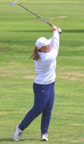 Mustang golfer, Sage Gaikowski shoots for the green during the Florence/Henry Invitional held in Watertown April 30. Gaikowski shot 89 and won the girls individuals. Reporter &amp; Farmer | Connor Handrahan