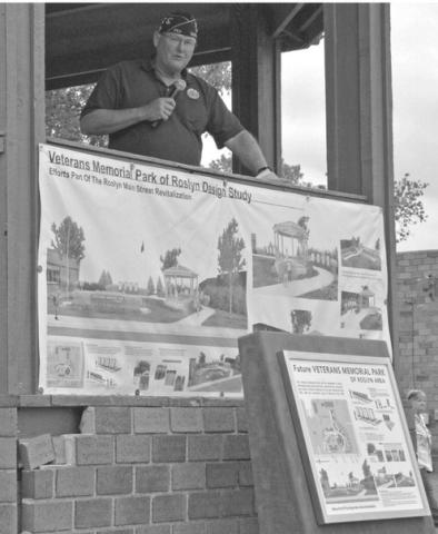 Reporter & Farmer \\ Luke Caputo Terry Corner speaks at the Veterans Memorial Park dedication ceremony June 15 during Roslyn’s Vinegar Festival. _____ ____________________________________________