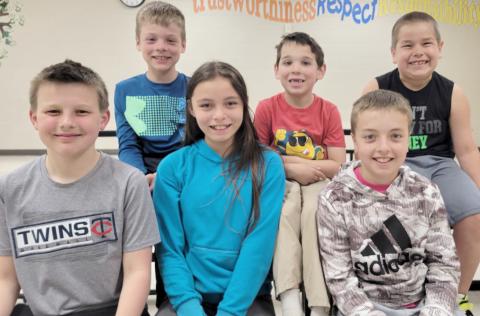 Webster Area Elementary School students of the month for April are, by grade, from left, front, Harrison Wagner, fifth; Penelope Rencountre, fourth; Gunnar Lesnar, third; back, Jett McClurg, second; Tyler Acree, first and Hunter Fellbaum, kindergarten. Reporter &amp; Farmer | Subscriber snapshot