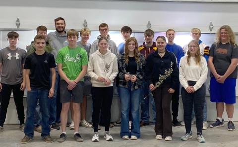 Webster Area High School plant science participants are from left, front, Erwin Strelow, Tevin Howder, Chloe Mammenga, Mackenzie Atherton, Lola Wells, Bryn Sippel; back, River Johnson, Caleb Gaikowski, Dylan Carlson, Alec Garrett, Blaise McGregor, Gage Premus, Matthew Angioleli, Carson Sattler, Gage Baumgarn and Jaxon Ash. Reporter &amp; Farmer | Subscriber snapshot