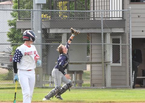 Post 40 played against Sisseton Post 40 June 25. Catcher Sheldon Schmieg catches a pop fly and securing the second out during the third inning. Reporter &amp; Farmer | Connor Handrahan