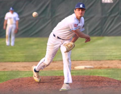 Jack Shoemaker pitched during Webster Legion Post 40’s 4-2 victory over Claremont at Bob Wiley Field in Webster. Shoemaker totaled 10 strikeouts with two hits and two walks during his five inning complete game.