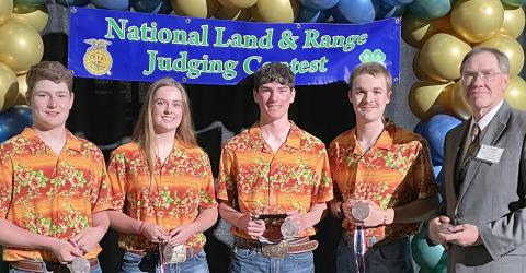 Day County 4-H team of, from left, Caleb Gaikowski, Bobbi Eide, Tigh Gaikowski, Caleb Weyh and their coach Fred Zenk placed third in the National Range Judging Event near El Reno, OK. Eide placed fourth in the nation and Caleb Gaikowski placed seventh individually. Teams were escorted and coached by Fred and Cindy Zenk, Webster. Reporter &amp; Farmer | Subscriber snapshot