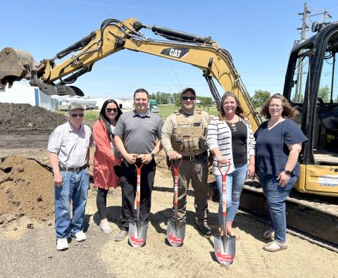 Present for the ground breaking for the new fishing cleaning station, from left were Wayne Klungseth, Webster City Council; Tammy Eidahl, Eric Hanson, Webster Area Chamber of Commerce members; Austin Norton, Game, Fish and Parks; Katy Marx, chamber president and Amy Fischer, chamber member. The new facility will be located south of North Park Lane, north of U.S. Highway 12, behind Twin Valley Tire/Community Oil. Reporter &amp; Farmer | Subscriber snapshot