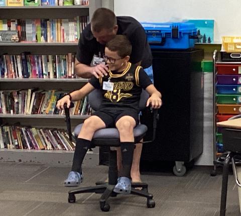 Tucker Aadland, student at Webster Area School and STARBASE instructor “Viper,” Jesse Rounds demonstrating Newton’s second Law of Motion during the STARBASE class time experiment. Reporter &amp; Farmer | Subscriber Snapshot