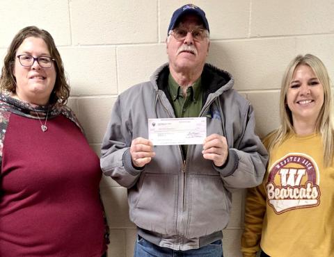 Waubay/Webster Knights of Columbus donated $541 raised through the annual candy drive to help transport Webster Area School’s fifth grade students to Aberdeen for Barrier Awareness Day. Students will learn about various disabilities and how individuals adapt and overcome challenges. Pictured from left are fifth grade teacher Heather Gaikowski, Waubay/Webster Knights of Columbus Grand Knight Jerry Mork and fifth grade teacher Vanessa Bloom. Reporter &amp; Farmer | Subscriber snapshot