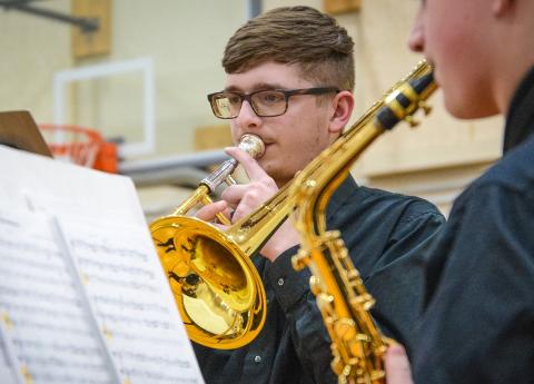 Reporter &amp; Farmer | Leyton Beardslee Webster Area High School student (above) Lukas Johnson performs on trombone during the school’s cabaret concert at Webster Area School March 16. Cabaret concert