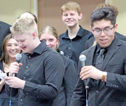 Webster Area High School Cabaret was March 17 at the Webster Armory. Pictured here are Kodee Marx, Isaac Zacher, Chloe Kvernevig, Alec Garrett and Justin Ponce. Reporter &amp; Farmer | Subscriber snapshot