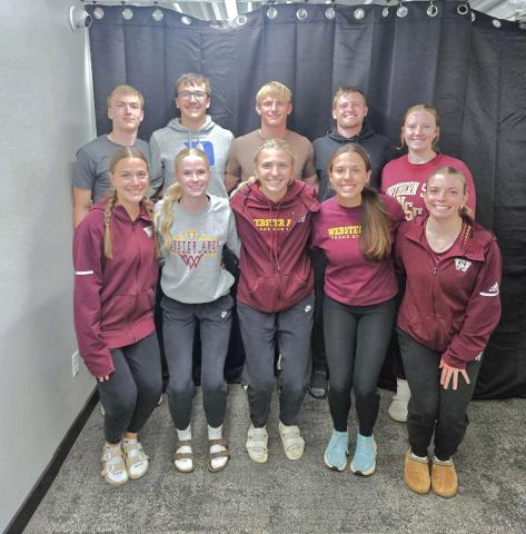 Webster Area Bearcat track and field athletes had their award ceremony May 21. For the girls Braelynn Breske recieved most valuable runner; Callie Shoemaker, most valuable thrower; Sarah Zubke, most valuable jumper; Emily Acree, most improved; Alyssa Zacher, hardest worker; Kenley Grewe, Ashley Charron Award. For the boys Henry Witt recieved most valuable runner; Jeron McCreary, most valuable jumper; Gage Baumgarn, most improved; Matthew Mount, most valuable thrower, hardest worker and the Mike Bartos Award