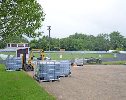 The Webster Area track was resurfaced last week for the first time since it was installed, according to Webster Area School business manager Lori O’Farrell. She said the cost of it being resurfaced is approximately $95,000. Webster Area School athletic director Nathan Bloom states depending on the weather, the track should be back open to the public Aug. 12. Reporter &amp; Farmer | Annie Witt
