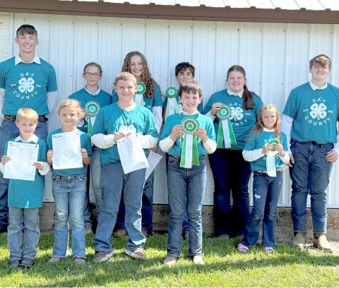 Participating in the Day County 4-H rabbit show were, from left, front, Sawyer Zenk, Anna Bloom, Abel Bloom, Logan Wik, Ava Schulz; back, Gage Wik, Raelee Ellingson, Carlee Wik, James Schulz, Kelsey Fischer, Carson Fischer and not pictured Kenlee Hommel. Reporter &amp; Farmer | Subscriber snapshot