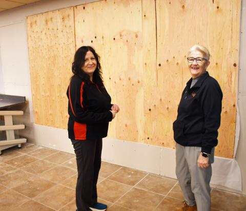 After a pickup crashed through Sioux Valley Co-op Dec. 1 the front window was destroyed along with shelving and coolers in the back of the store. No injuries were reported. Pictured Dec. 7 from left Sioux Valley Co-op manager Cheryl Premus and employee Sherry Markel recall the events of the day in front of the broken window which has been temporarily boarded up. Reporter &amp; Farmer | Brenner Cariveau