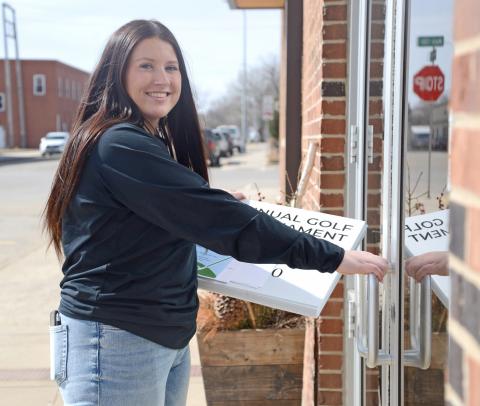 Kayla Fischer was going door to door in Webster March 14 to gain support from members for the Webster Area Chamber of Commerce’s annual golf tournament. It was one of her first tasks which put her face-to-face with her home community after becoming the Webster Area Chamber of Commerce director. Reporter &amp; Farmer | Amanda Dulitz