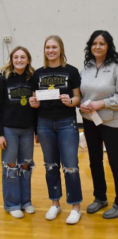 During FFA week at Webster Area High School Sioux Valley Coop made a $1,000 donation to FFA Feb 21. Here from left, Jaidryn Rice and Norah Zubke receive the check from Cheryl Premus. Reporter &amp; Farmer | Brenner Cariveau