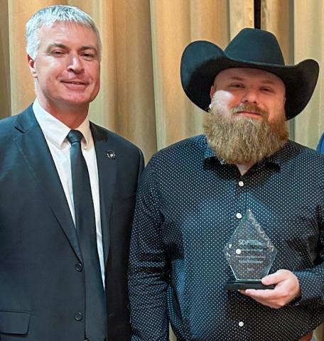 South Dakota Attorney General Marty Jackley with Roberts County State’s Attorney Dylan Kirchmeier during South Dakota State’s Attorneys Association’s annual meeting May 2 where Kirchmeier, a Webster Area High School graduate, was awarded Prosecutor of the Year. Reporter &amp; Farmer | Subscriber snapshot