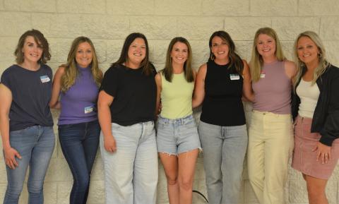 Reuniting after 20 years are, from left, Alyssa Holler, Angie Streier Gewerth, Robyn Hanson Pearson, Rebecca Steiner Lundy, Natalie Wagner Kuecker, Angela Moen Hill and Shannon Opitz Lee. Reporter &amp; Farmer | Luke Caputo