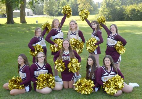 Webster Area Bearcat Cheerleaders are in back from left, Malin Kwasniewski, Brylie Reeves, Jaidryn Rice, Bunni Cyrus, Jaelyn Rithmiller; front Josie Spiering, Rylie Mortenson, Macee McGregor, Kolee Johnson and Bentley Miotke.