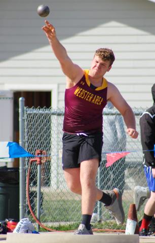 Gage Miotke threw a personal best in shot put April 23 at the Clark/Willow Lake track meet. Here, he heaves a 35’7” throw, good for eighth place in that day’s event. Reporter &amp; Farmer | Subscriber snapshot