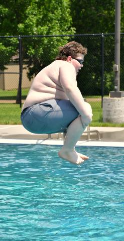 Jackson Gabriel cannonballed into the pool during the opening day of the Webster Aquatic Center June 2. Reporter &amp; Farmer | Leyton Beardslee