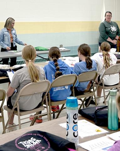 Day County Extension and SD Department of Health-Public Health Office hosted a babysitting class June 4. Seated, participants received CPR certification, learned about child care, safety, emergency preparedness and basic first aid. Standing are instructors Public Health Nurse Briana Aadland, left and 4-H Educator Jennifer Ringkob. Reporter &amp; Farmer | Subscriber snapshot
