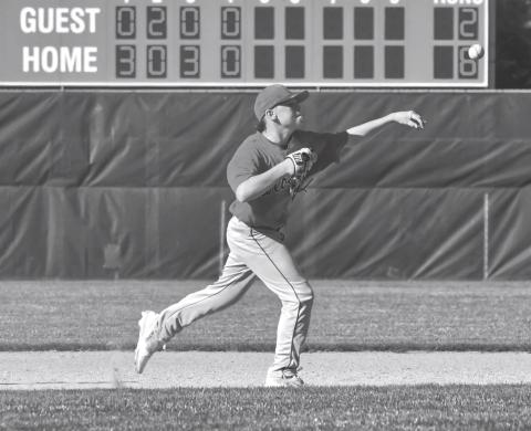 Karstyn Schlecter of Webster VFW Teeners makes a throw to first for the out during the Teeners 6-5 win in their first game against Clear Lake at Bob Wiley Field July 8. Schlecter scored a run during the game to aid the Teeners in their victory. Reporter &amp; Farmer \\ Leyton Beardslee