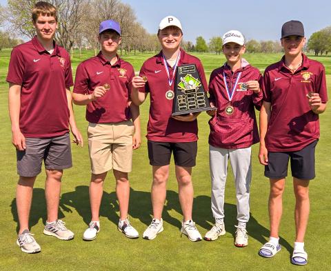 Boys ECC champs and placing medals, pictured from left are Ian Lesnar, Michael Dorsett, Thomas Kuecker, Seth Lesnar and Blaize Amdahl. Reporter &amp; Farmer | Subscriber snapshot