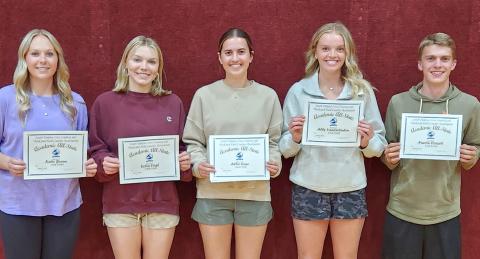 Webster Area academic all-state award recipients from left to right are: Katie Braun, Lydia Vogl, Allie Case, Abby VanderLinden and Martin Dorsett; not pictured is Erin Sannes. Requirements for this award are to be a senior, have been in track for three years and have a cumulative GPA of 3.5 or better. Reporter &amp; Farmer | subscriber snapshot