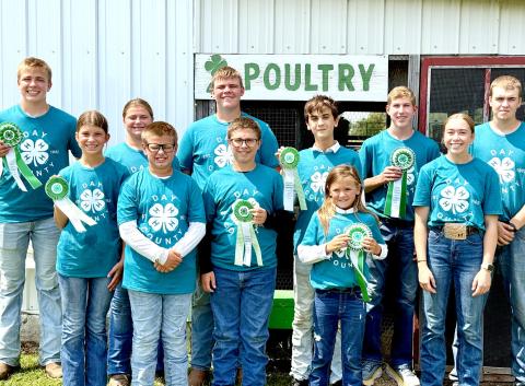 Participating in the Day County 4-H poultry show were from left, front, Kallie Zirbel, Collin Zirbel, Parker Zirbel, Ava Schulz, Macee McGregor; back, Aiden Gaikowski, Aliyah Zirbel, Bryson Zirbel, James Schulz, Gabriel Gaikowski and Blaise McGregor. Reporter &amp; Farmer | Subscriber snapshot