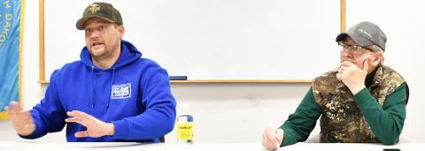 During the 2025 Webster Area Farm and Home Show Jan. 25, a cracker barrel took place. District 1 Senator Michael Rohl (R) and former state representative Steve McCleerey, who acted as moderator, speak to attendees. Reporter &amp; Farmer | Brenner Cariveau